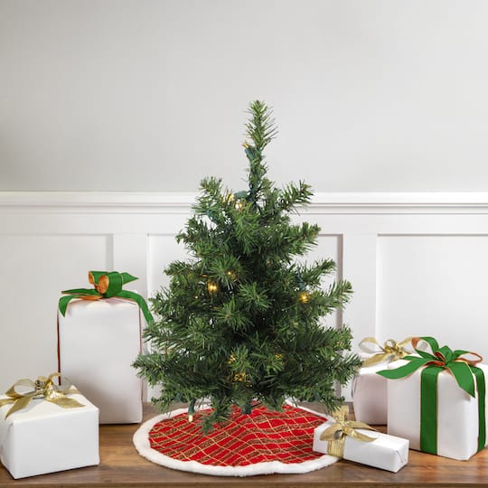 18" Pre-Lit Canadian Pine Artificial Christmas Tree, Clear LED Lights